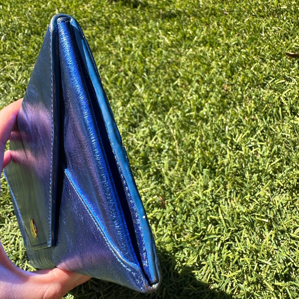 Sobella Metallic Blue Leather Wallet Clutch - Picture 11 of 15